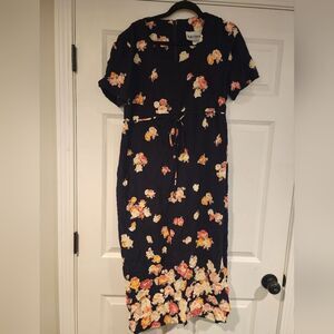 Vintage S.L Fashions black floral midi dress Size 18